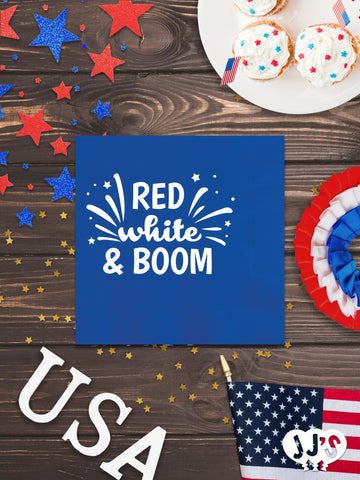 4th of July Custom Napkins - Red White and Boom - JJ's Party House: Custom Party Favors, Napkins & Cups