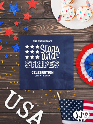 4th of July Custom Napkins - Stars and Stripes - JJ's Party House: Custom Party Favors, Napkins & Cups