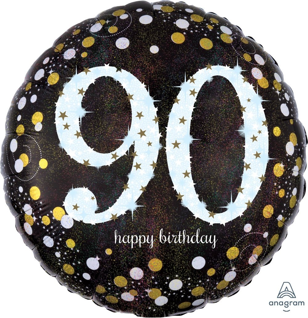 90th Birthday Sparkling Mylar Balloon 18" - JJ's Party House: Birthday, Balloons & Custom Party Favors