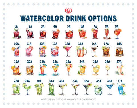 Wedding Bar Sign: Our Drinks Water Color Wedding Bar Menu Sign