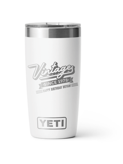 Yeti Personalized 20oz Laser Engraved Birthday Gift for Men and Women