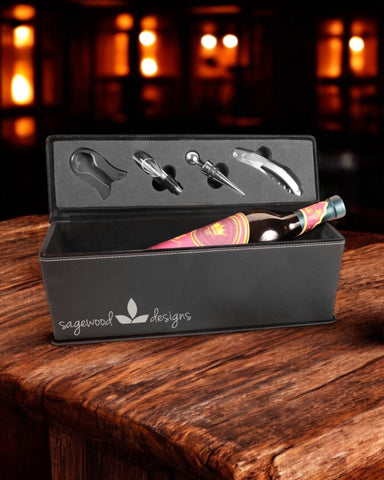 Custom Leatherette Wine Box and Tool Set