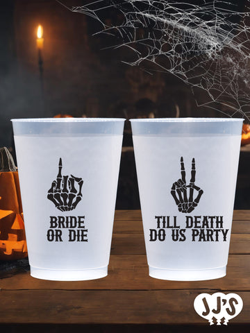 Bride or Die Personalized Halloween Plastic Frosted Cups