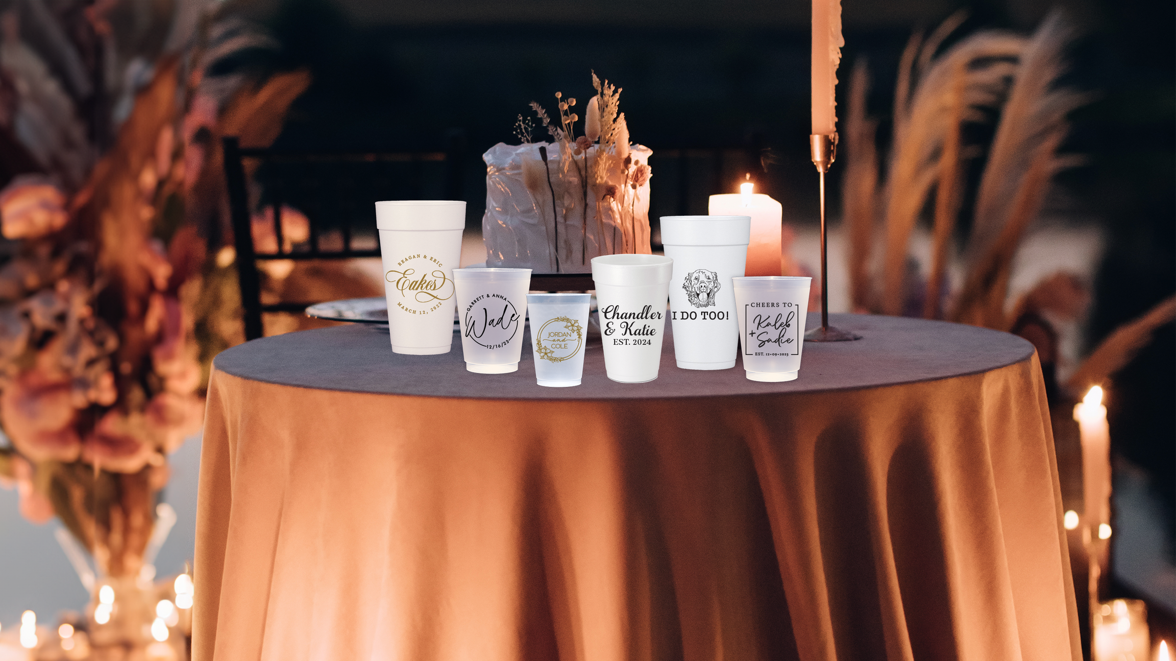 Custom Wedding Foam Cups, Custom Wedding Frosted Cups
