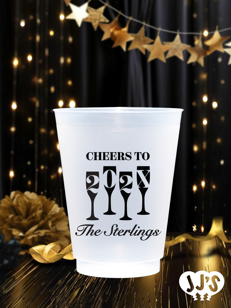 Cheers to 2024 New Year Family Plastic Custom Frosted Cups