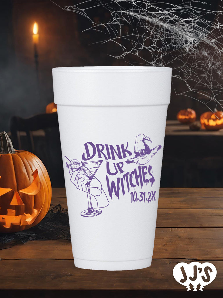 Drink Up Witches Personalized Halloween Foam Cups