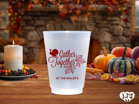 Gather Together Thanksgiving Plastic Frosted Cups