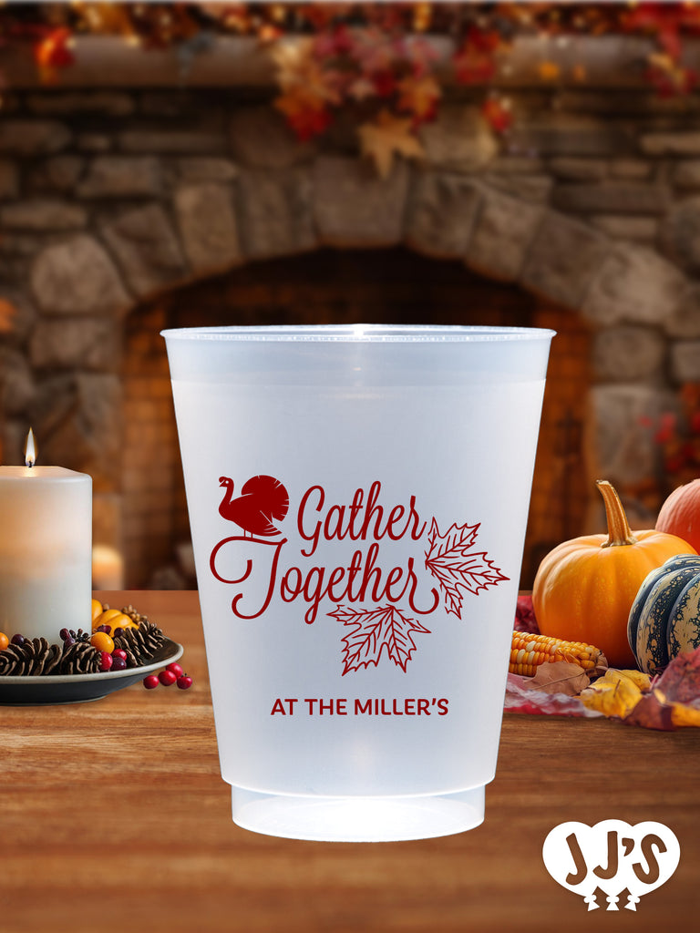 Gather Together Thanksgiving Plastic Frosted Cups