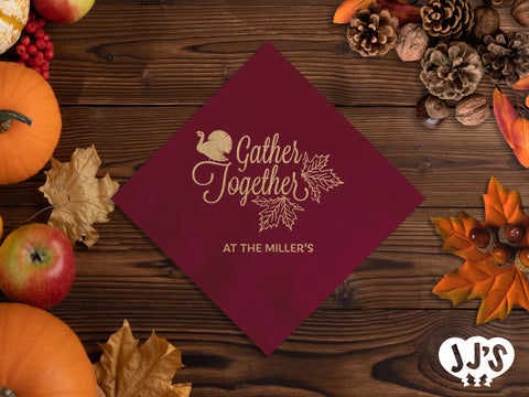 Gather Together Personalized Thanksgiving Napkins