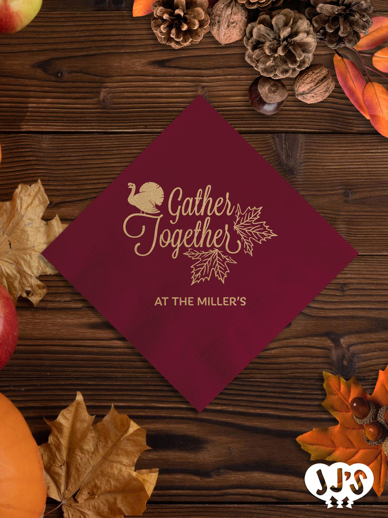 Gather Together Personalized Thanksgiving Napkins