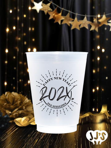 Happy New Year Family Plastic Custom Frosted Cups