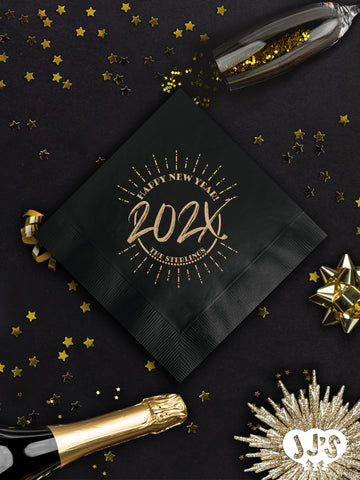 Happy New Year 2024 Family Personalized NYE Party Personalized Napkins