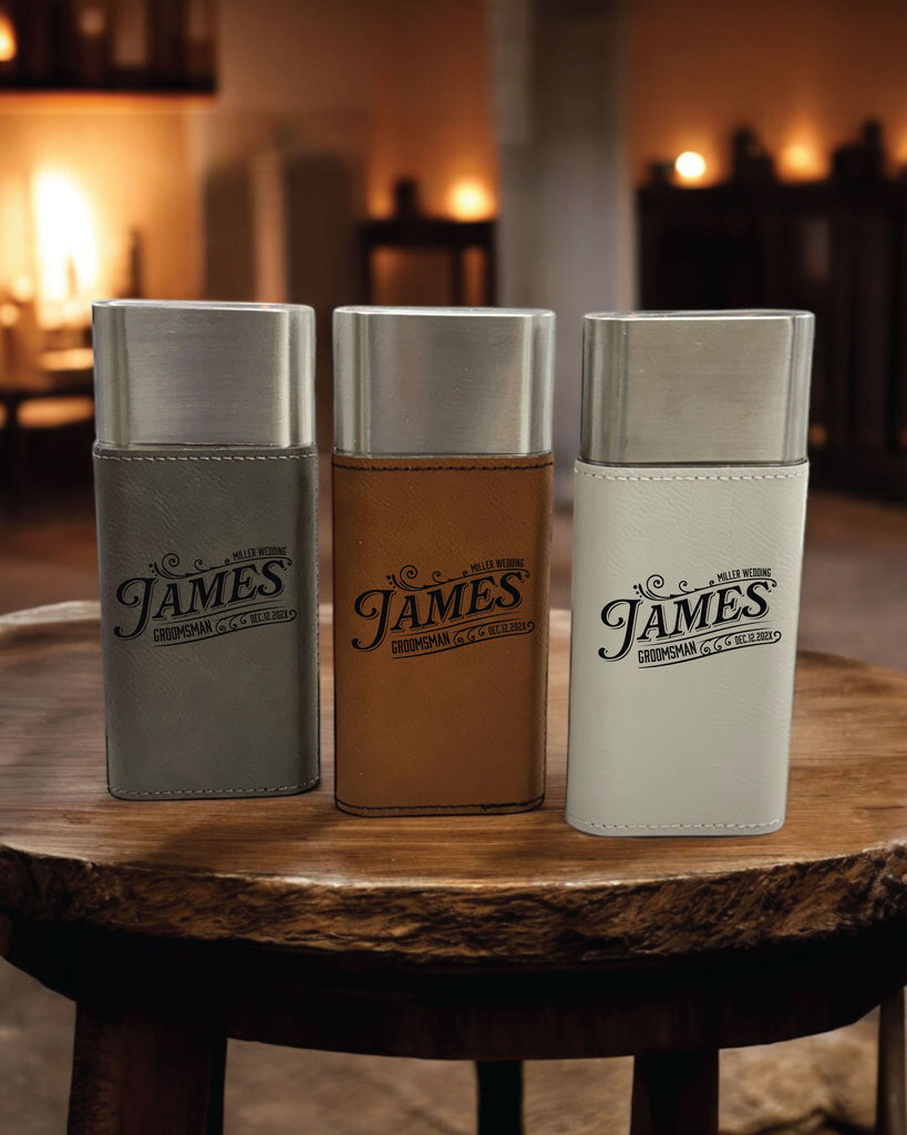 Personalized Cigar Leather Cases: Groomsman Gift - The James Design