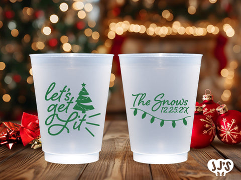 Let's Get Lit Christmas Plastic Frosted Cups