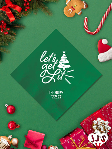 Let's Get Lit Personalized Christmas Napkins