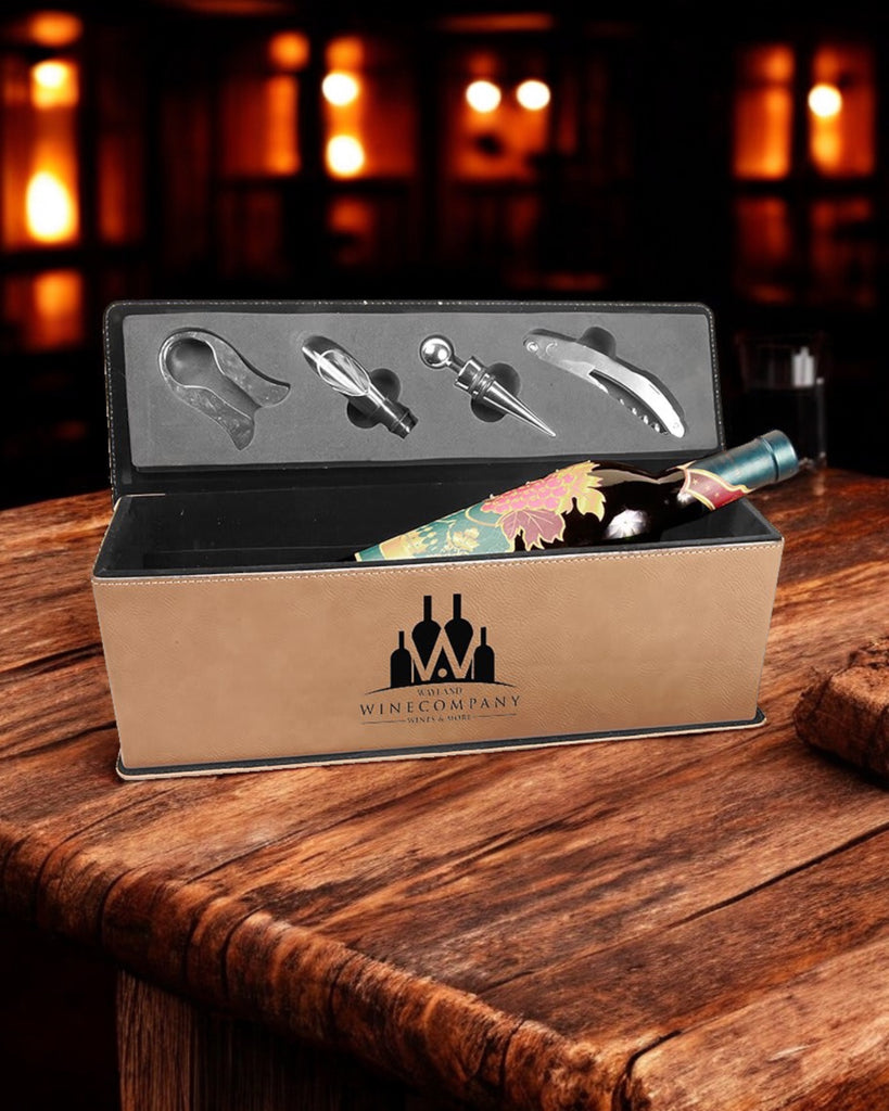 Custom Leatherette Wine Box and Tool Set