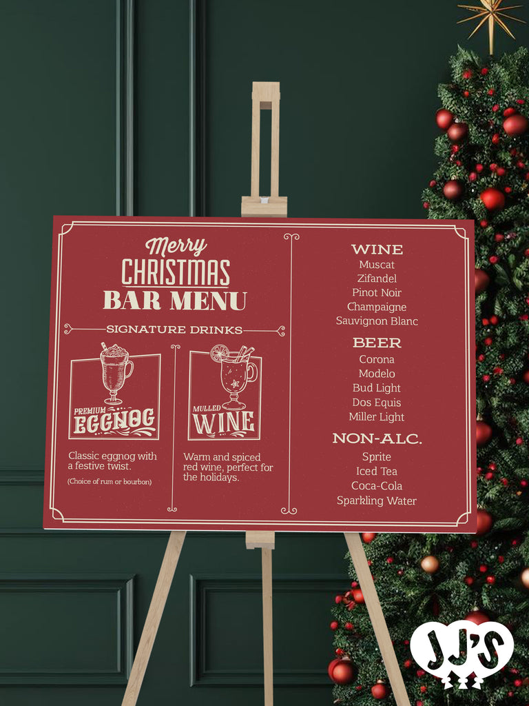 Merry Christmas Bar Menu Sign