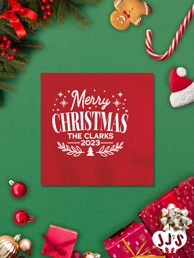 Classic Merry Christmas Personalized Napkins