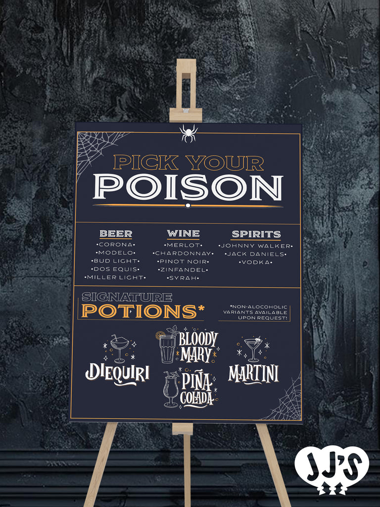 Pick Your Poison Halloween Drinks Sign