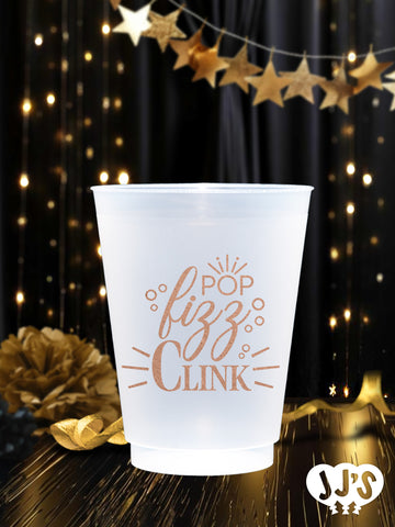 Pop Fizz Clink Plastic Custom Frosted Cups