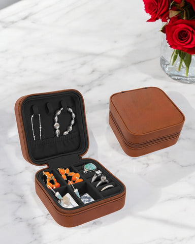 Personalized Leather Travel Jewelry Box