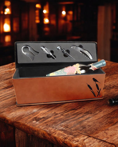 Custom Leatherette Wine Box and Tool Set