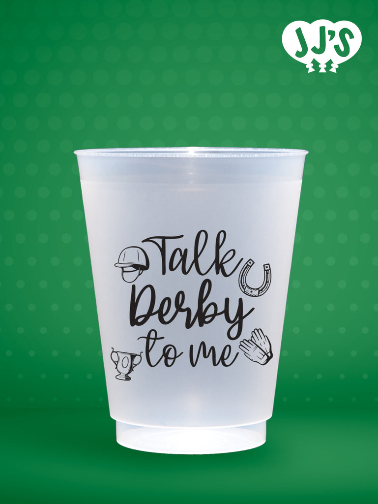 Kentucky Derby Party Cups: Talk Derby to Me Horse Racing Icons Custom Frosted Cups