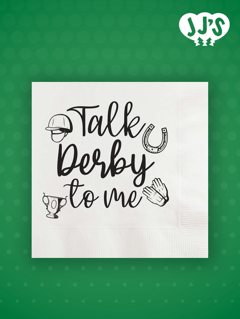 Kentucky Derby Party Custom Napkins: Talk Derby to Me Horse Racing Icons Custom Napkins