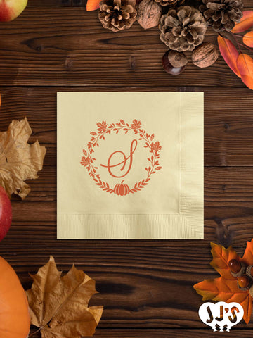 Thanksgiving Monogram Pesonalized Thanksgiving Napkins