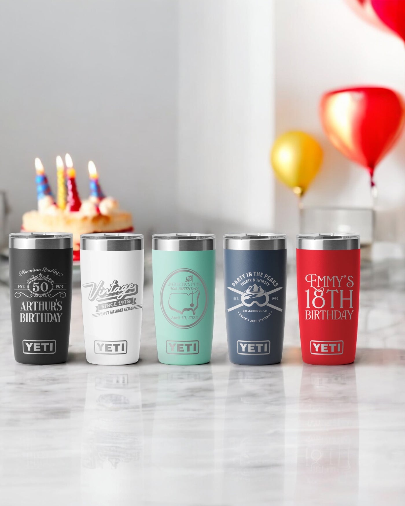 Yeti Personalized 20oz Laser Engraved Birthday Gift for Men and Women