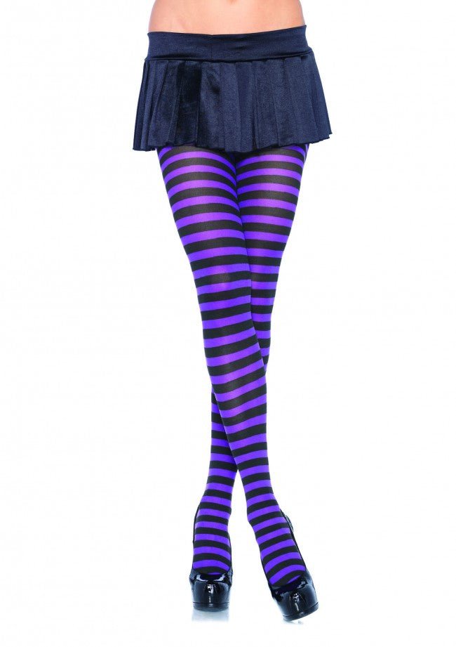 Adult Nylon Stripe Tights LEG-7100 WHITE/BLUE O/S - JJ's Party House: Custom Party Favors, Napkins & Cups