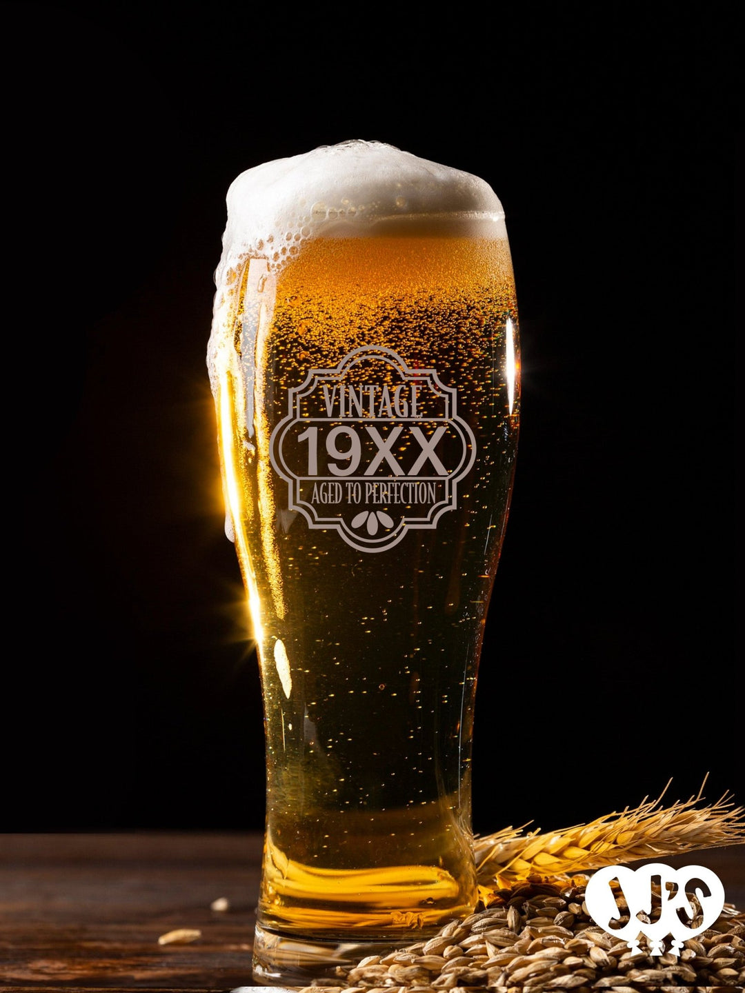 Aged to Perfection Custom Beer Glasses - JJ's Party House: Custom Party Favors, Napkins & Cups