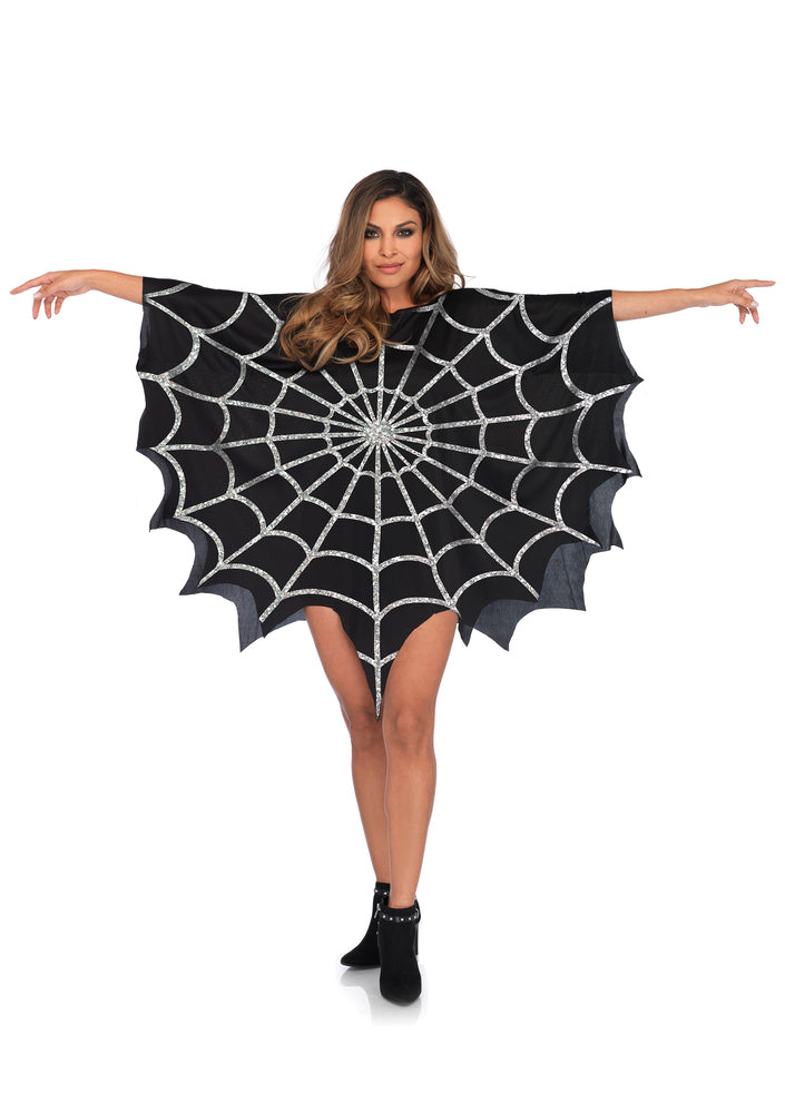 Glitter Spiderweb Poncho LEG-3762 RED