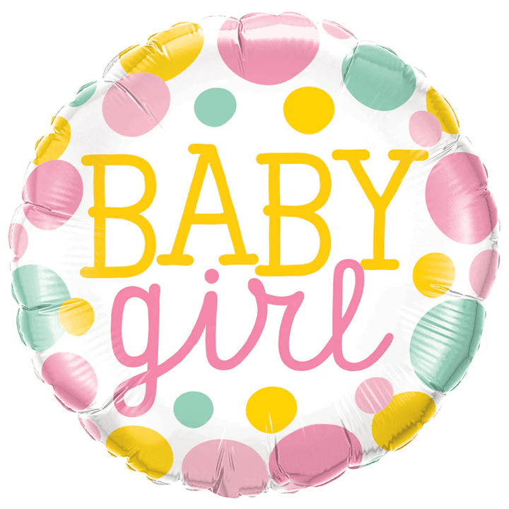 Baby Girl Dots Mylar Balloon, 18" - JJ's Party House