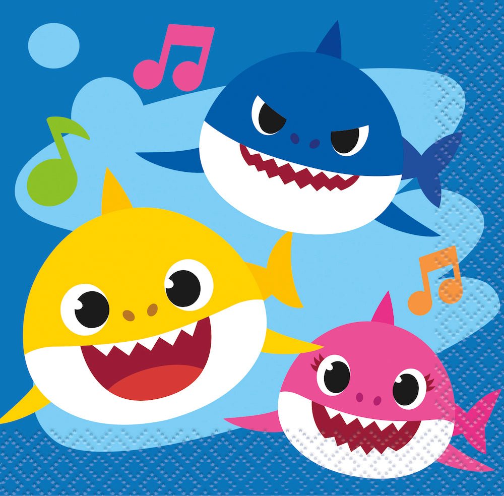 Baby Shark Beverage Napkins 16ct - JJ's Party House McAllen, TX