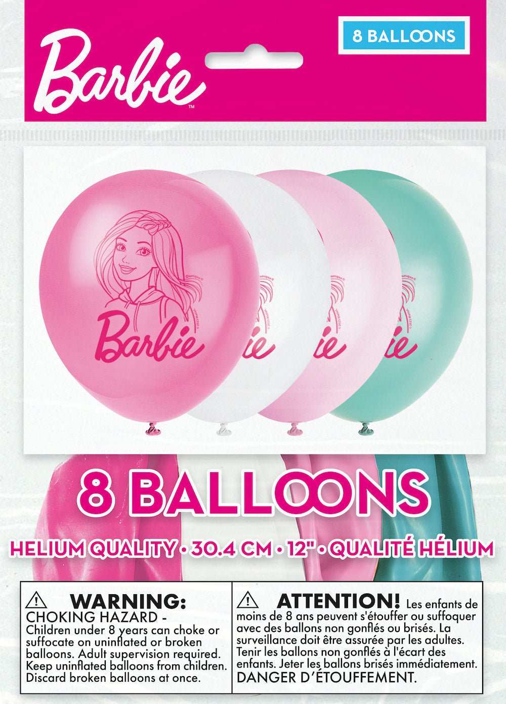 Barbie 12" Latex Balloons 8ct - JJ's Party House McAllen, TX