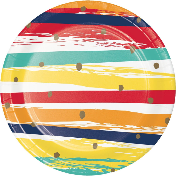 Birthday Stripes 7" Dessert Plates, 8ct - JJ's Party House McAllen, TX