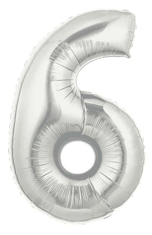 Silver Number 6 Balloon 34''