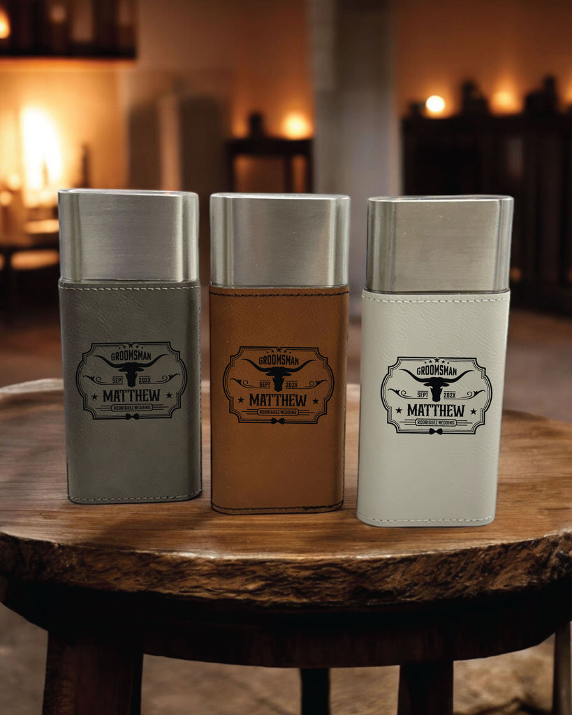 Personalized Cigar Leather Cases: Groomsman Gift - The Matthew Design