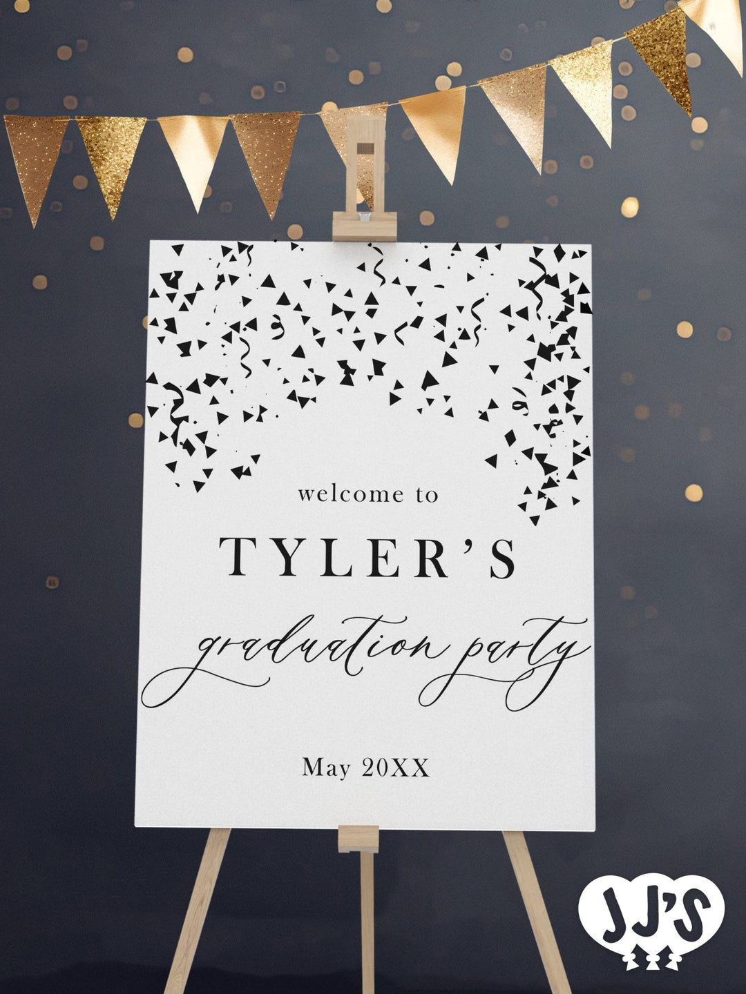 Black Confetti Graduation Welcome Sign - JJ's Party House McAllen, TX