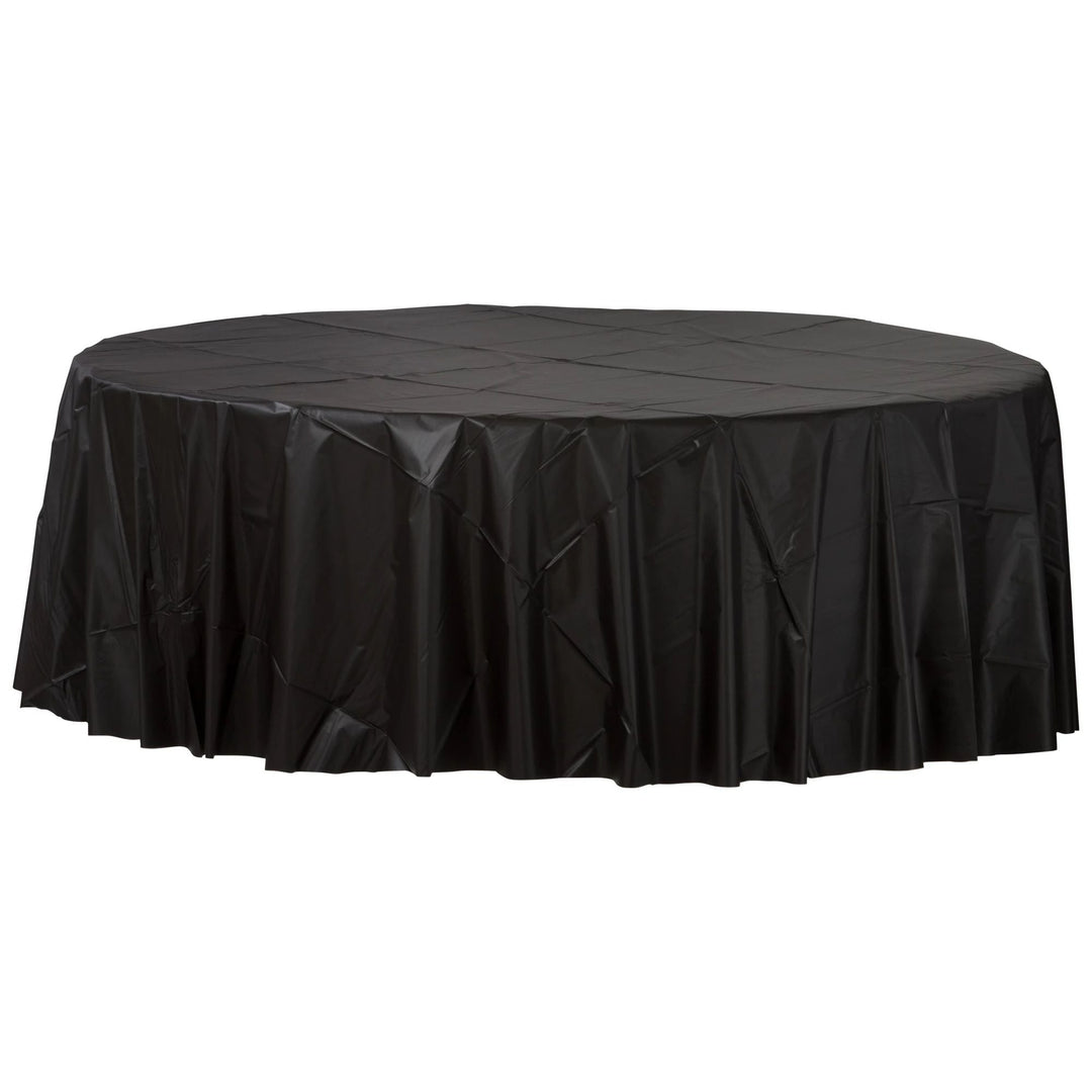 Black Plastic 84" Round Table Cover - JJ's Party House: Birthday, Balloons & Custom Party Favors