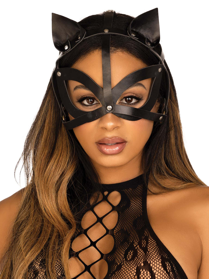 Black Vegan Leather Studded Cat Mask - JJ's Party House: Birthday, Balloons & Custom Party Favors