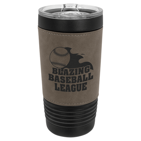 Black with Grey Leatherette Tumbler - JJ's Party House McAllen, TX