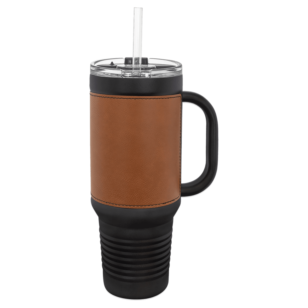 Black with Rawhide Leatherette 40oz Travel Mug - JJ's Party House McAllen, TX