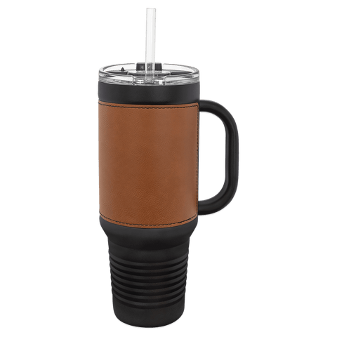 Black with Rawhide Leatherette 40oz Travel Mug - JJ's Party House McAllen, TX