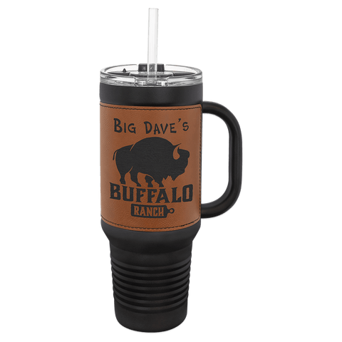 Black with Rawhide Leatherette 40oz Travel Mug - JJ's Party House McAllen, TX
