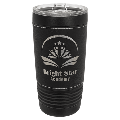 Black with Silver Leatherette Tumbler - JJ's Party House McAllen, TX