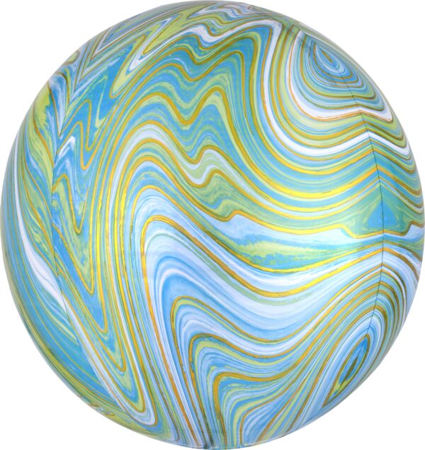 Blue and Green Marble Orbz Balloon, 16" - JJ's Party House: Birthday, Balloons & Custom Party Favors