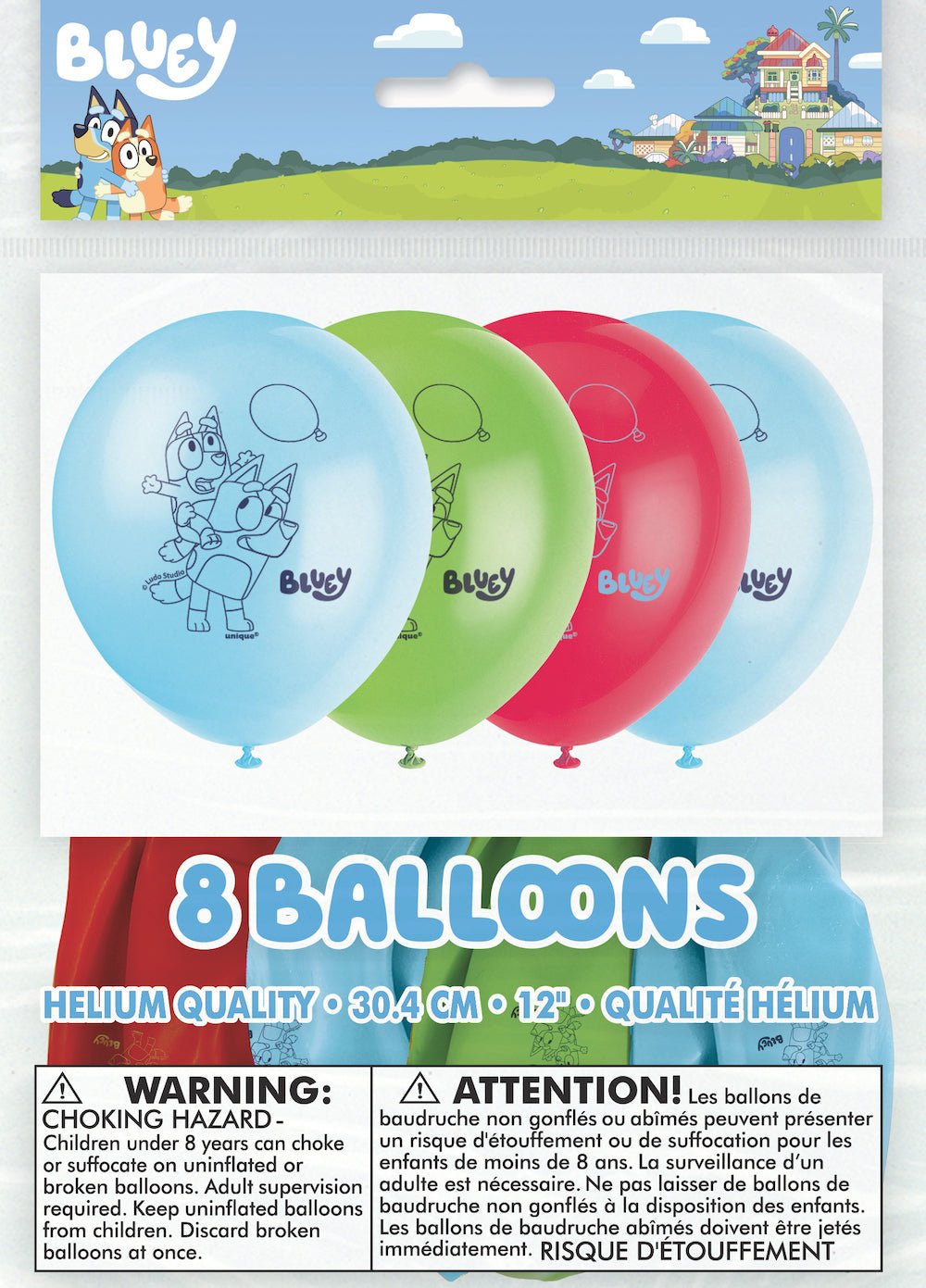 Bluey Latex Balloons 12in, 8ct - JJ's Party House: Birthday, Balloons & Custom Party Favors