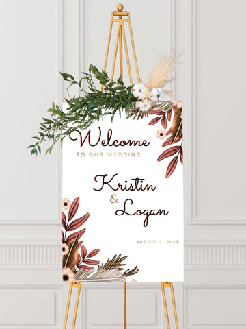 Boho Chic Wedding Welcome Sign - JJ's Party House: Custom Party Favors, Napkins & Cups